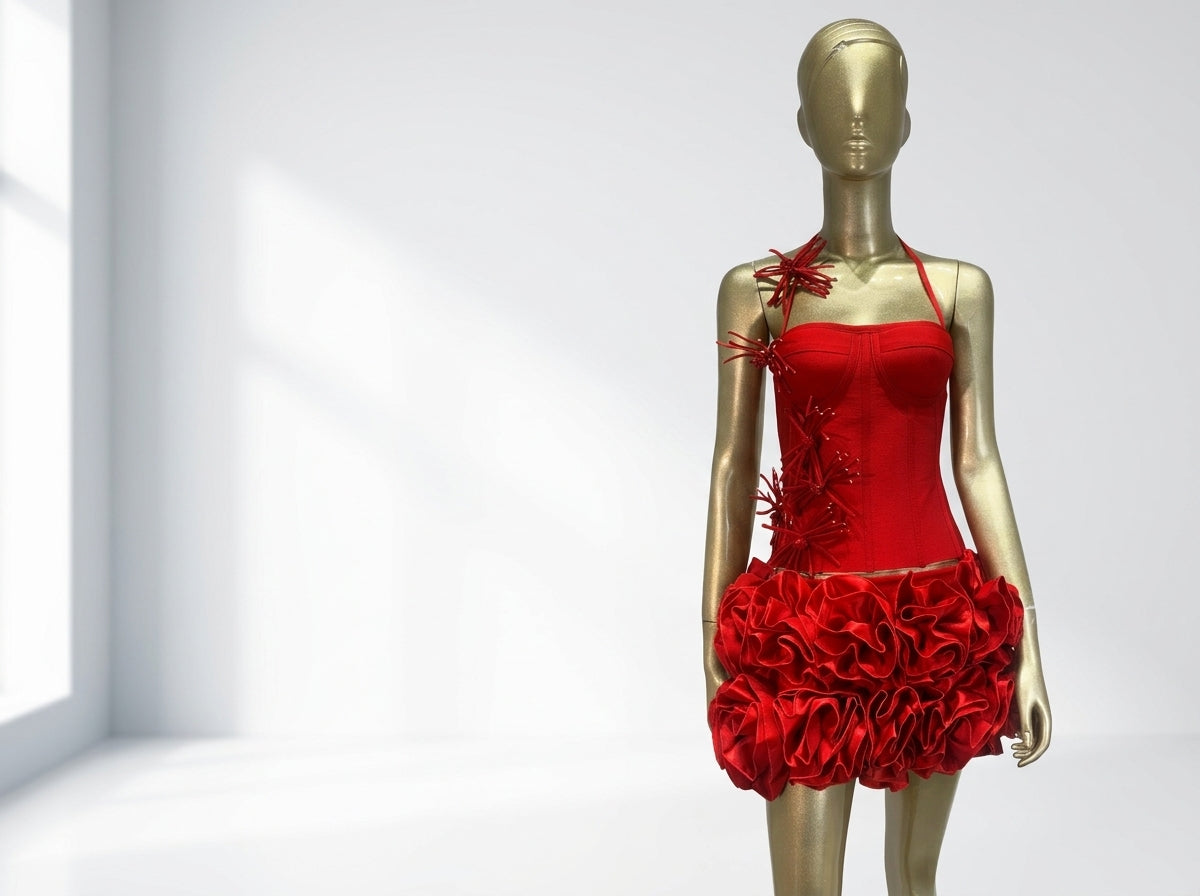 Florals 2 Pieces Bodycon Mini Bandage Dress