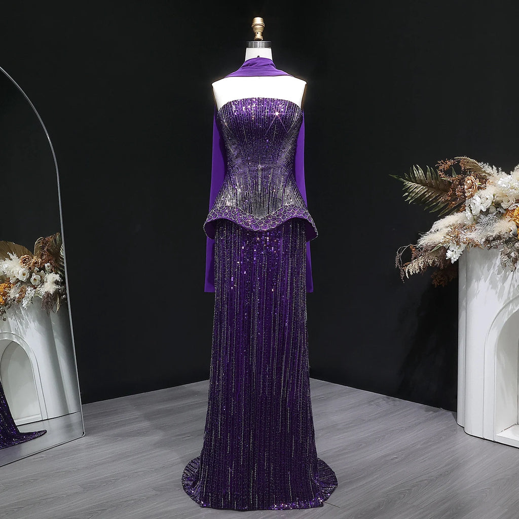 Sharon Said Luxury Beaded Two Piece Evening Dress