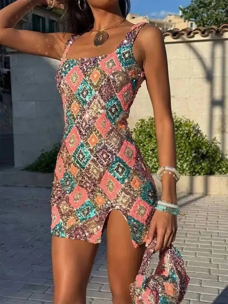 Townlike Floral Sequin Dress