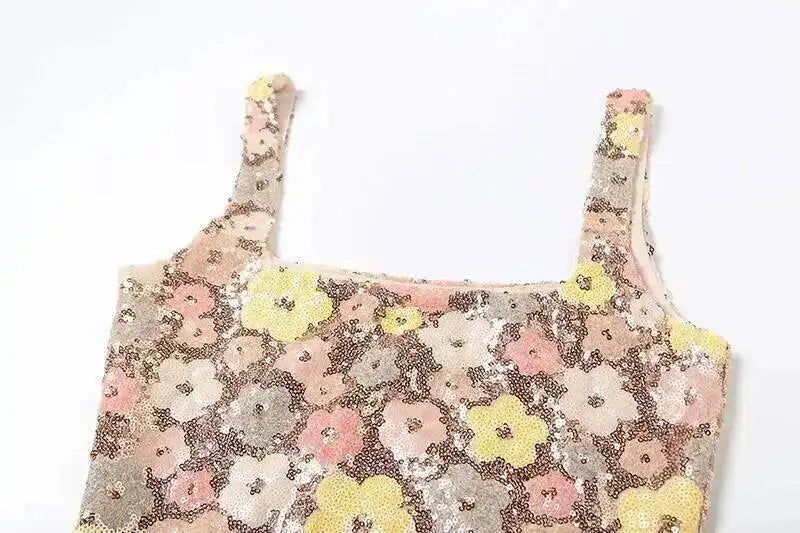 Townlike Floral Sequin Dress