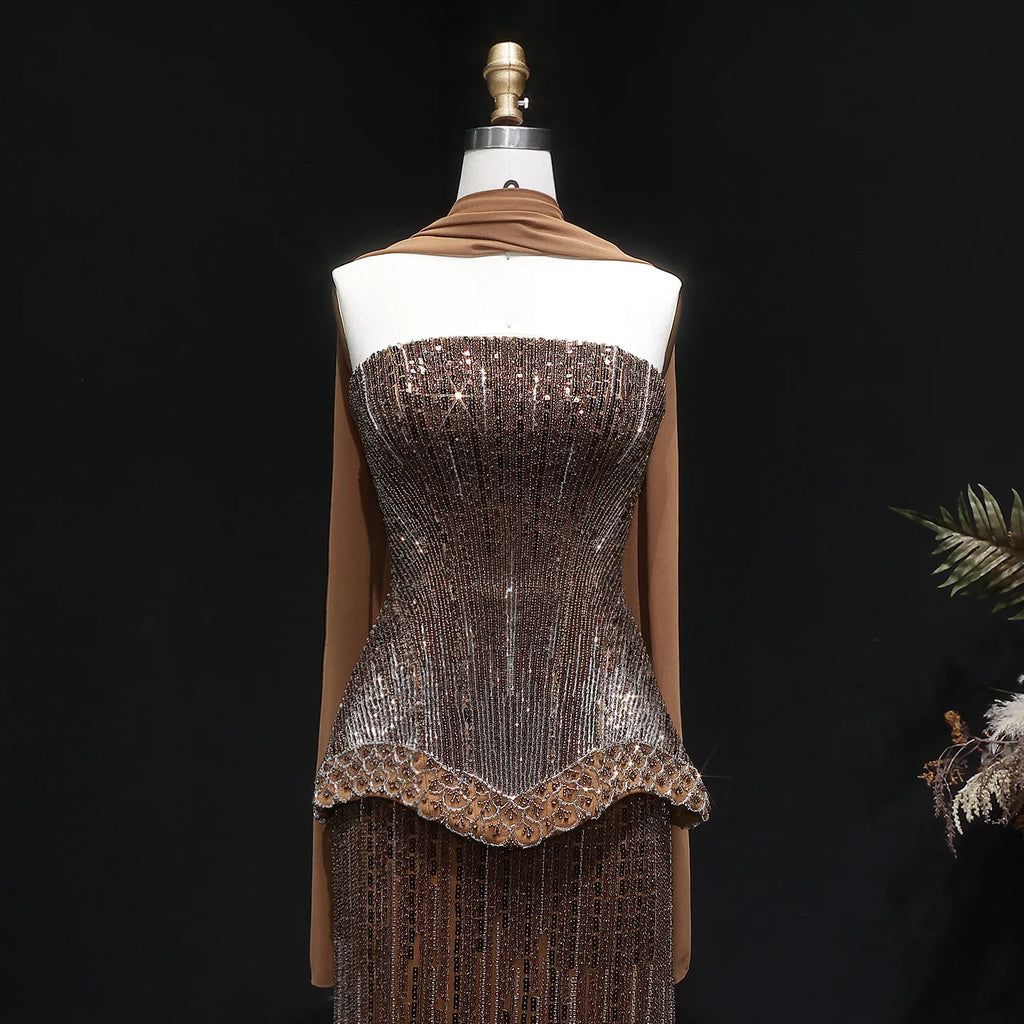 Sharon Said Luxury Beaded Two Piece Evening Dress