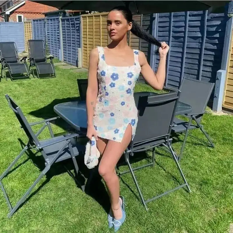 Townlike Floral Sequin Dress