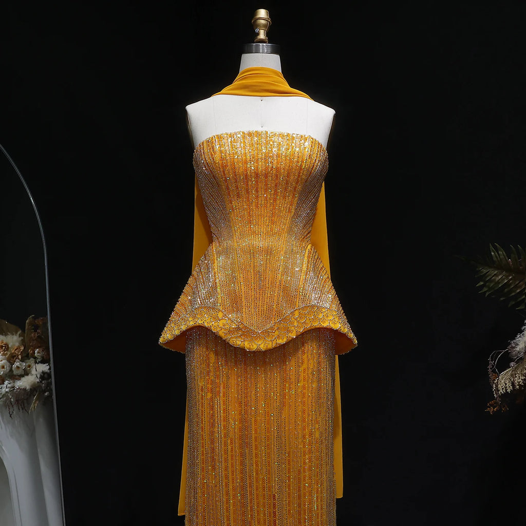 Sharon Said Luxury Beaded Two Piece Evening Dress