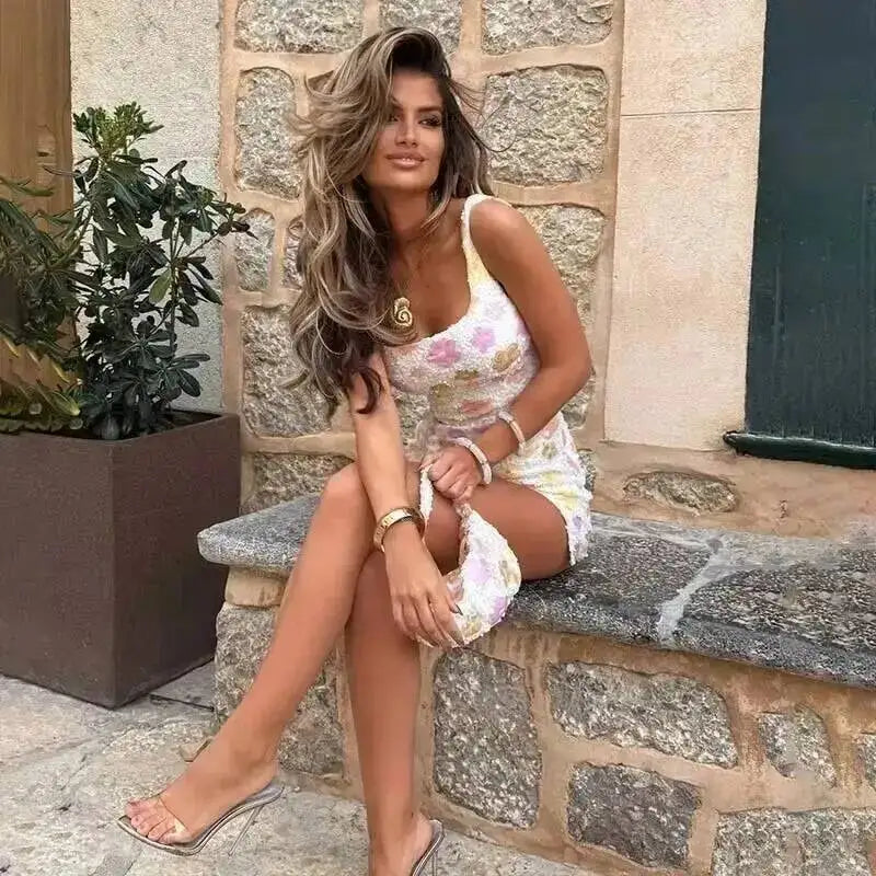 Townlike Floral Sequin Dress